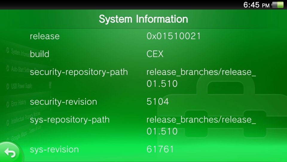 Hidden PlayStation Vita System Information Feature
