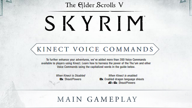 Kinect Update for Skyrim Going Live Tomorrow