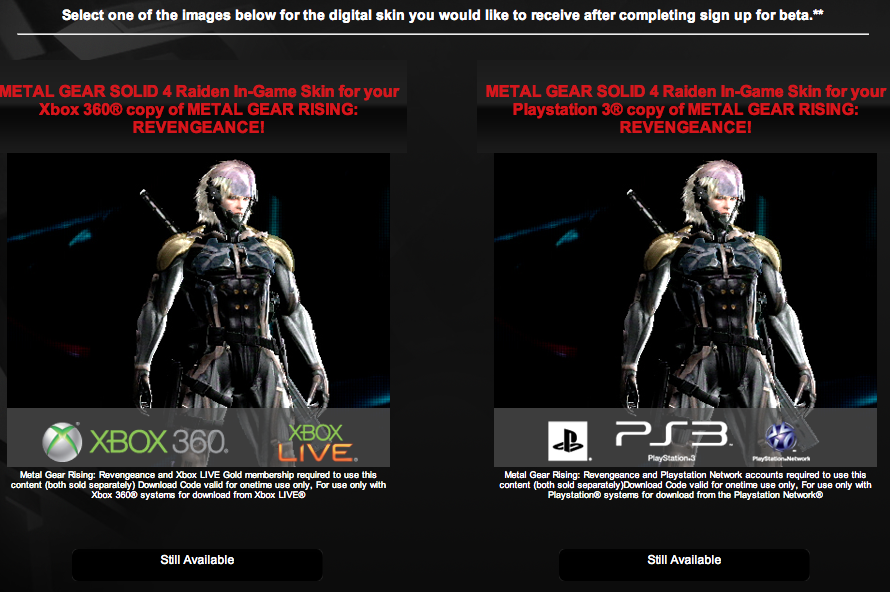 Register for Konami Core and Get the MGS 4 Raiden Costume for Rising