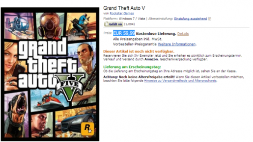 grand theft auto v pc listing