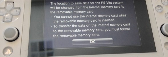 PS Vita Slim internal storage not usable with a memory card