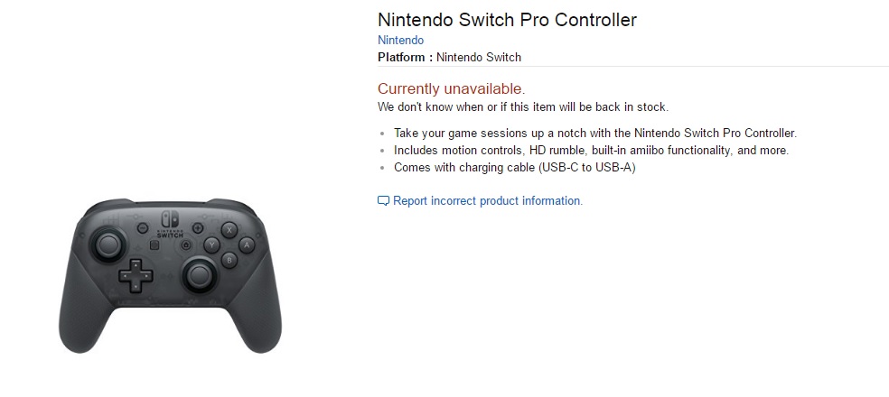Nintendo Switch Pro Controller Already Sold Out At Amazon