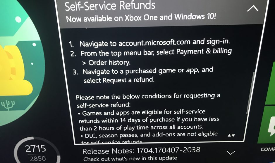 Microsoft To Offer Refunds On Xbox One And Windows 10 Stores