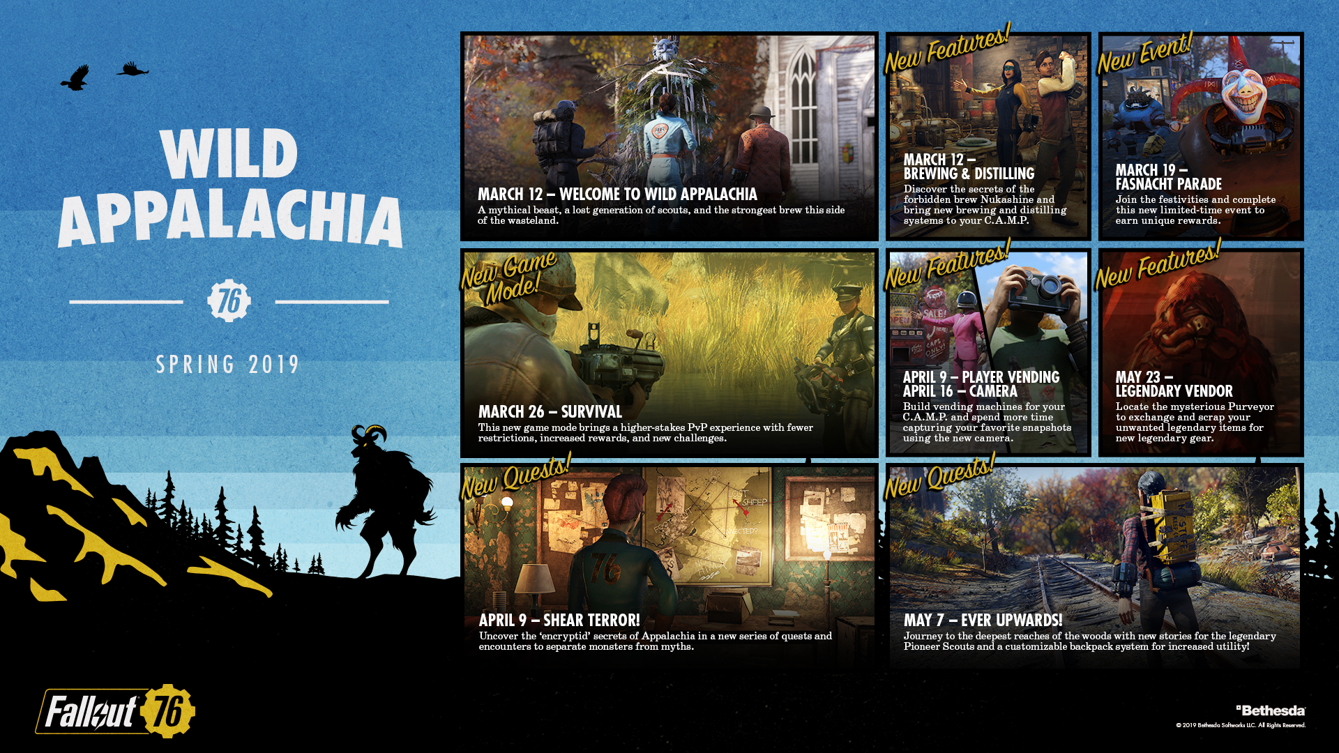 Fallout 76 Wild Appalachia content launches Spring 2019; RoadMap detailed