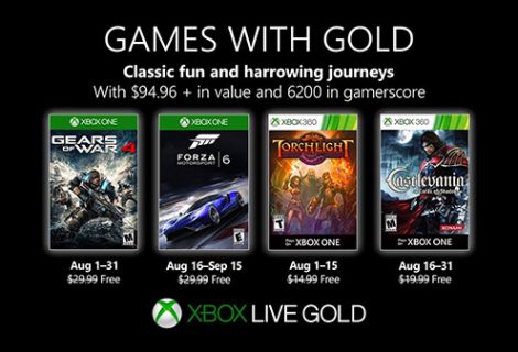 Xbox Live Games with Gold for August 2019 revealed