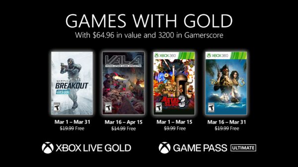 Games with Gold March 2021 lineup revealed
