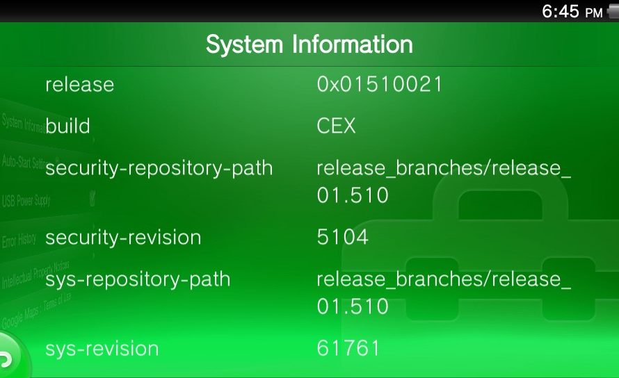 Hidden PlayStation Vita System Information Feature