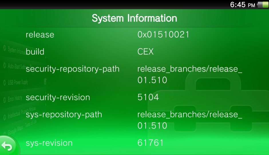 Hidden PlayStation Vita System Information Feature