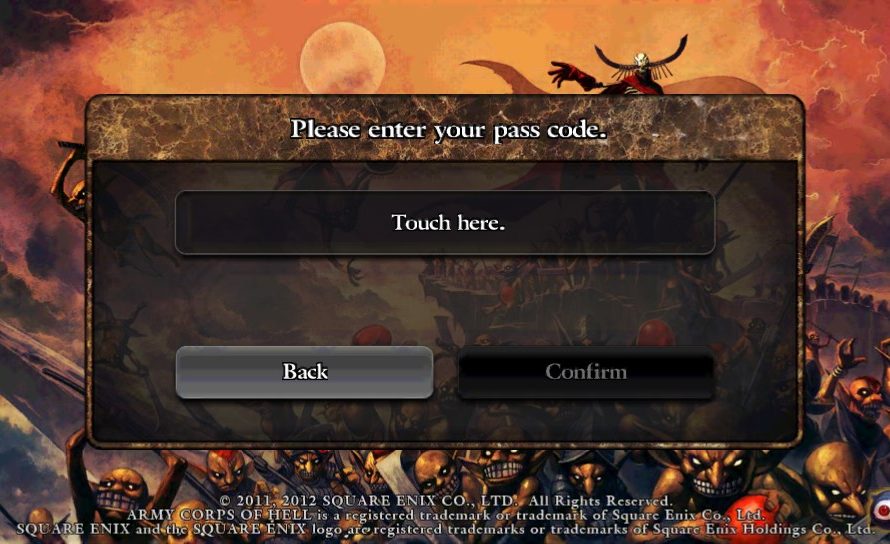 Army Corps of Hell: List of Passwords / Pass Codes
