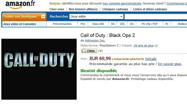 Call of Duty Black Ops 2 Listed on Amazon France