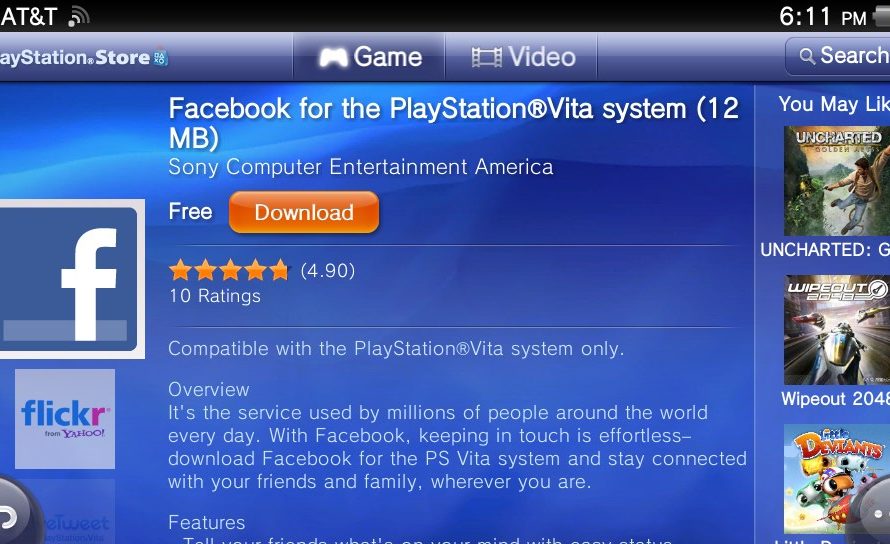 Facebook Now on PlayStation Vita
