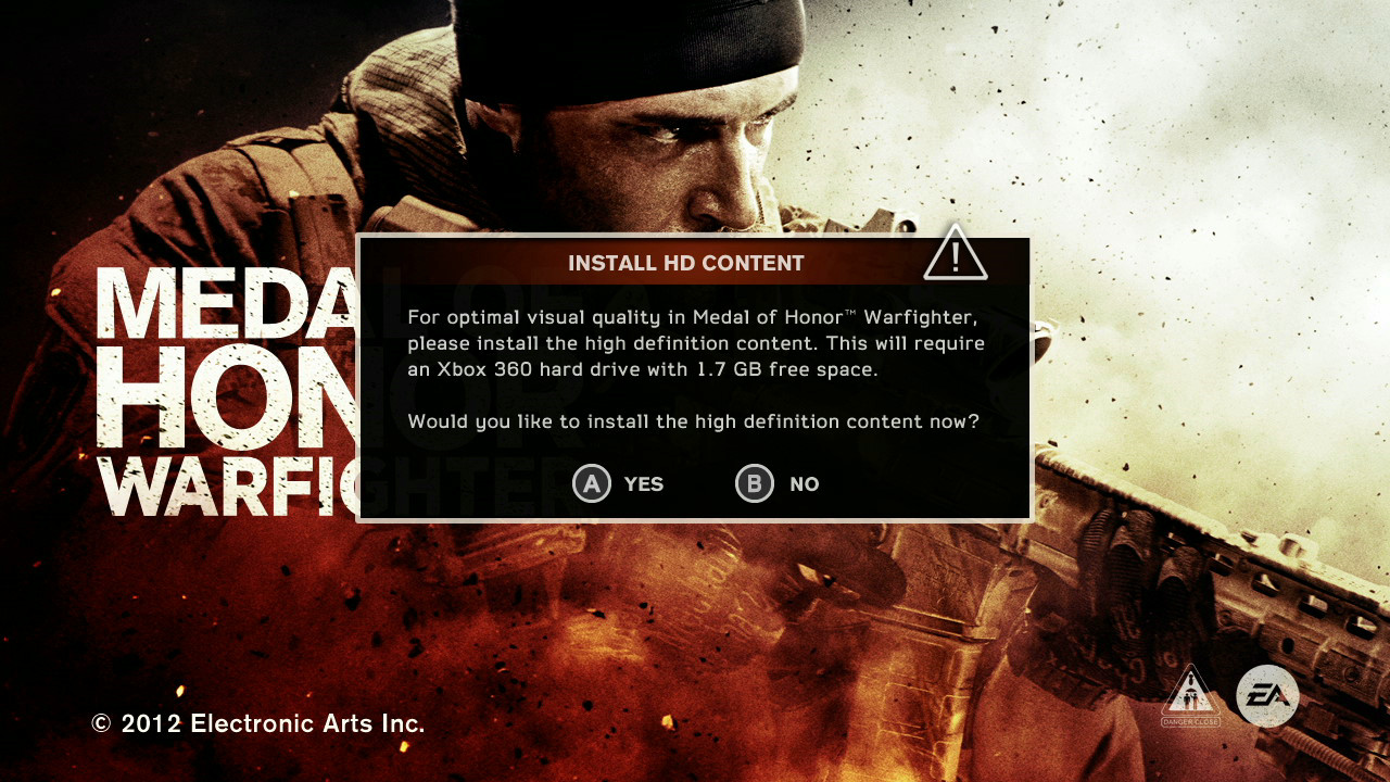 PSA: Medal of Honor Warfighter highly recommends to install HD Texture pack first