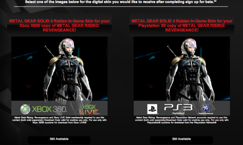 Register for Konami Core and Get the MGS 4 Raiden Costume for Rising