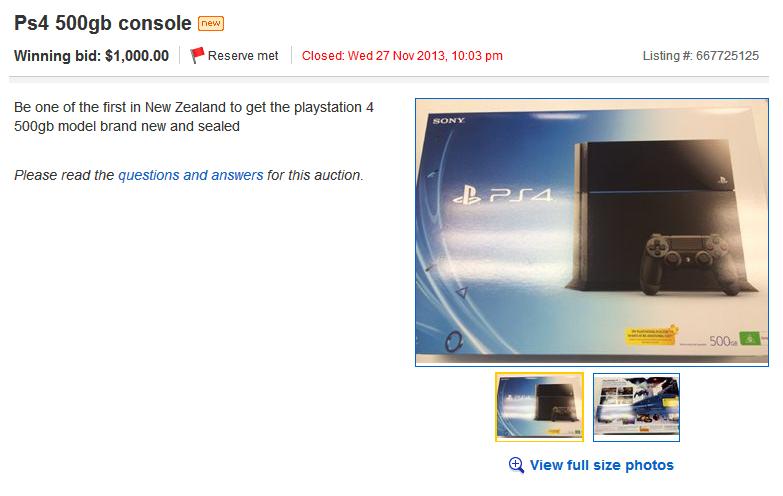 PS4 Console Sells For $1000
