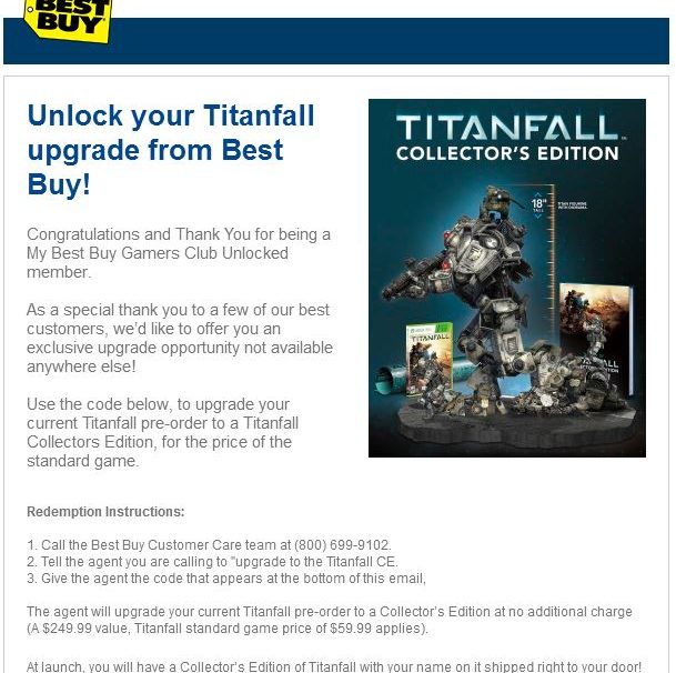 Titanfall Pre-Orders Get Free Major Upgrade For Some Best Buy Members
