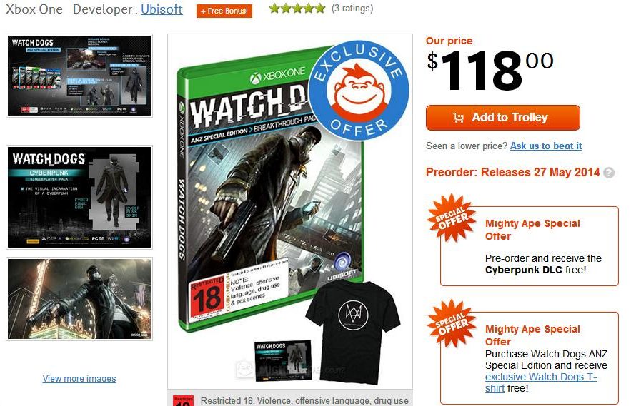 Free Watch Dogs T-Shirt With Mighty Ape Pre-Order