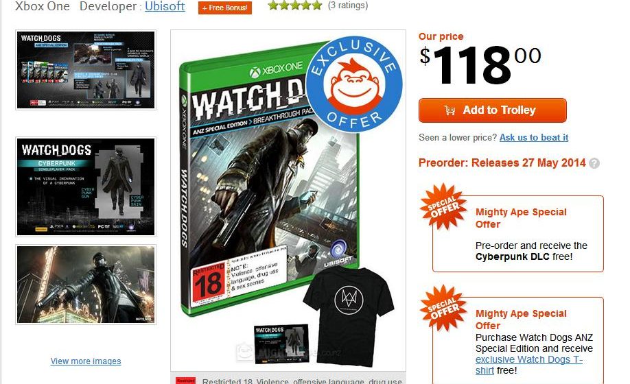 Free Watch Dogs T-Shirt With Mighty Ape Pre-Order