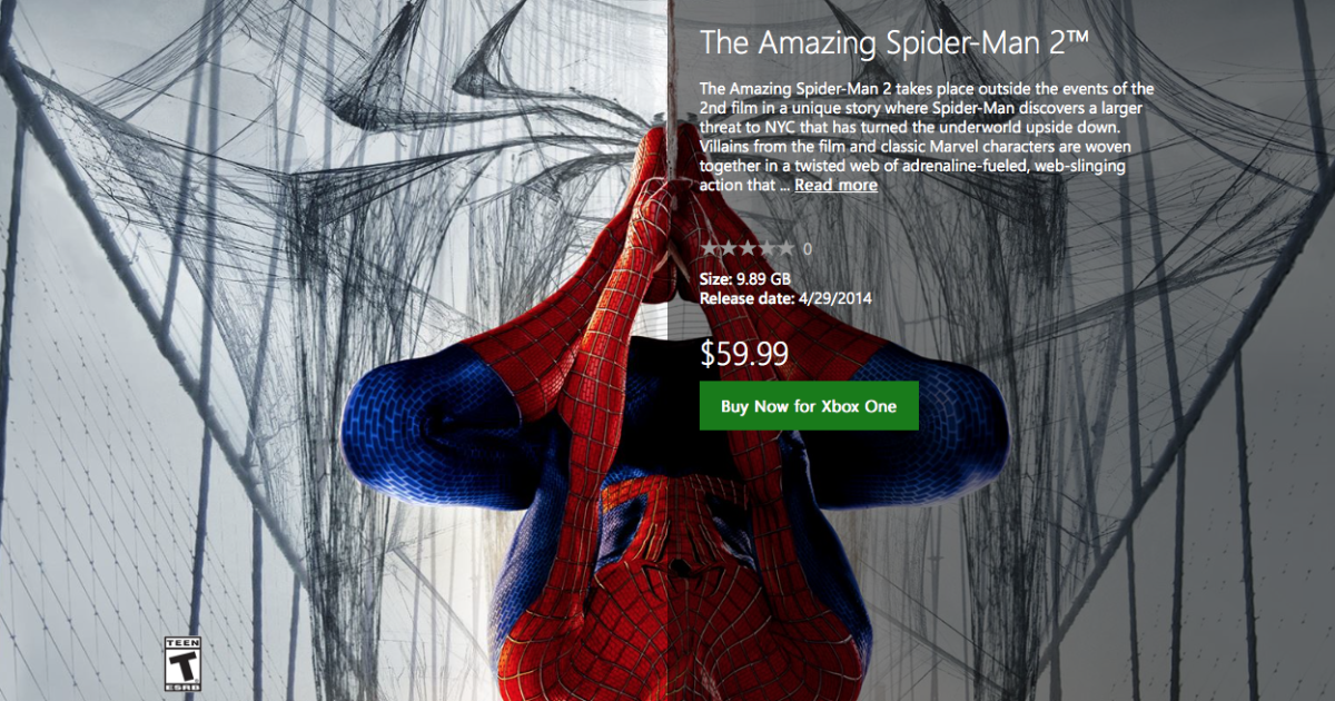 Digital Xbox One The Amazing Spider-Man 2 Out Now