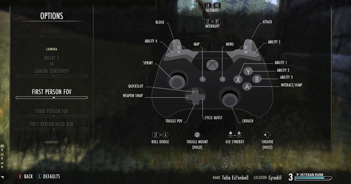 The Elder Scrolls Online Xbox One’s control scheme laid out