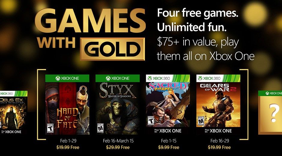 Xbox Live Games with Gold for February 2016 revealed
