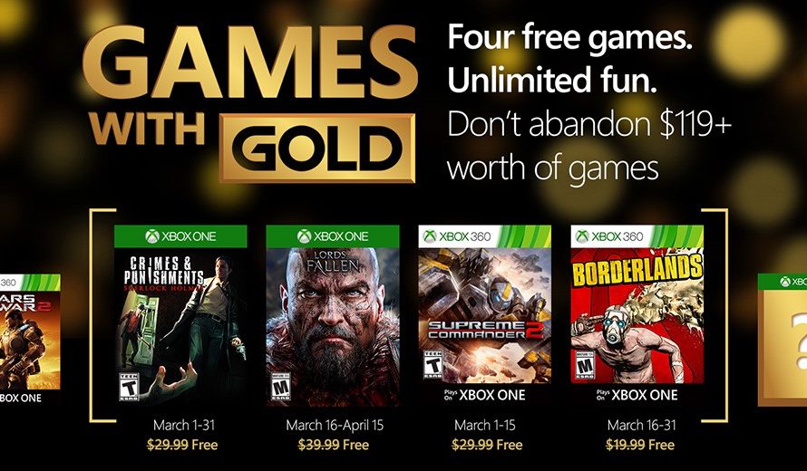 Xbox Live Games with Gold for March 2016 revealed