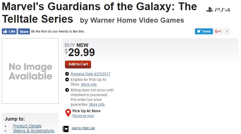 Rumor: Guardians of the Galaxy Video Game Release Date Revealed By Gamestop