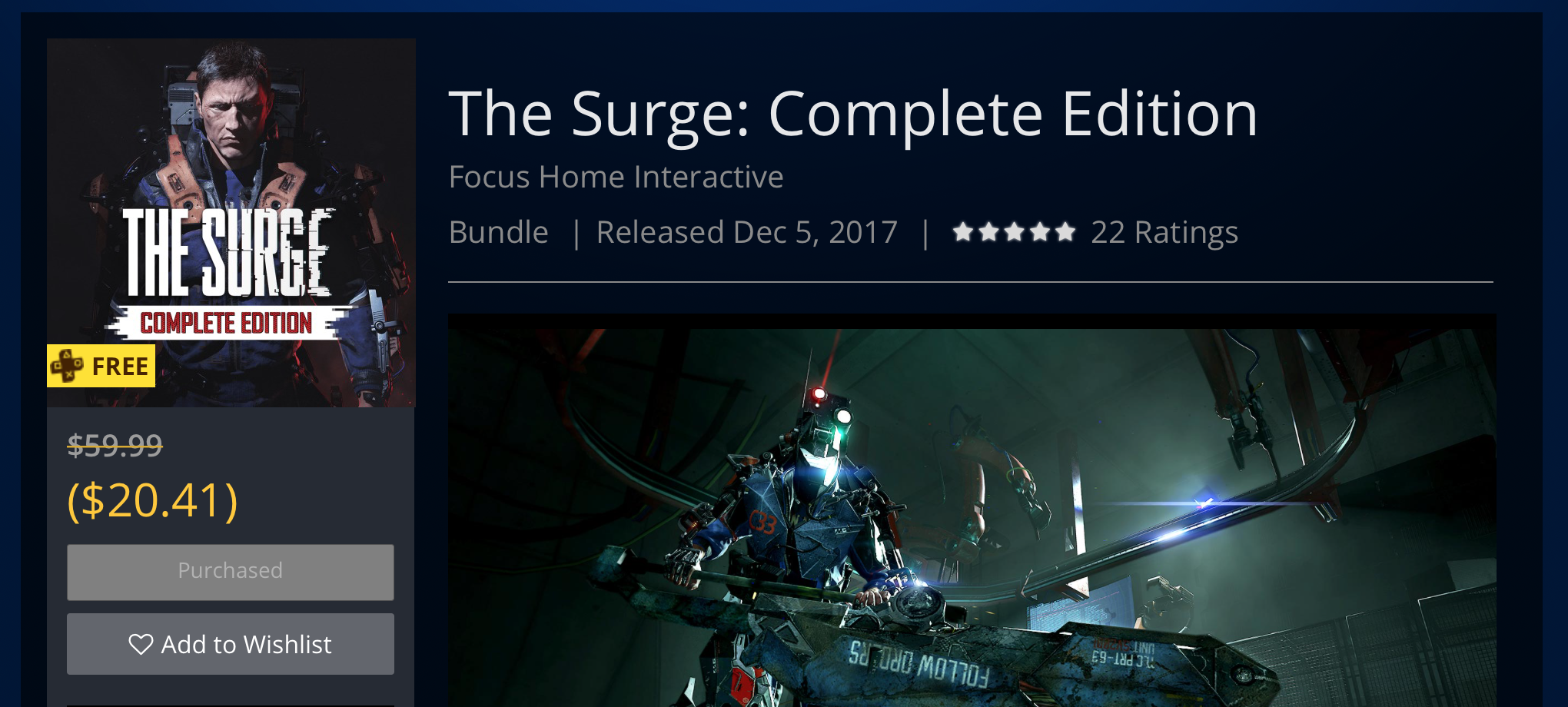 The Surge: Complete Edition Accidentally Listed for Free for PlayStation Plus Members