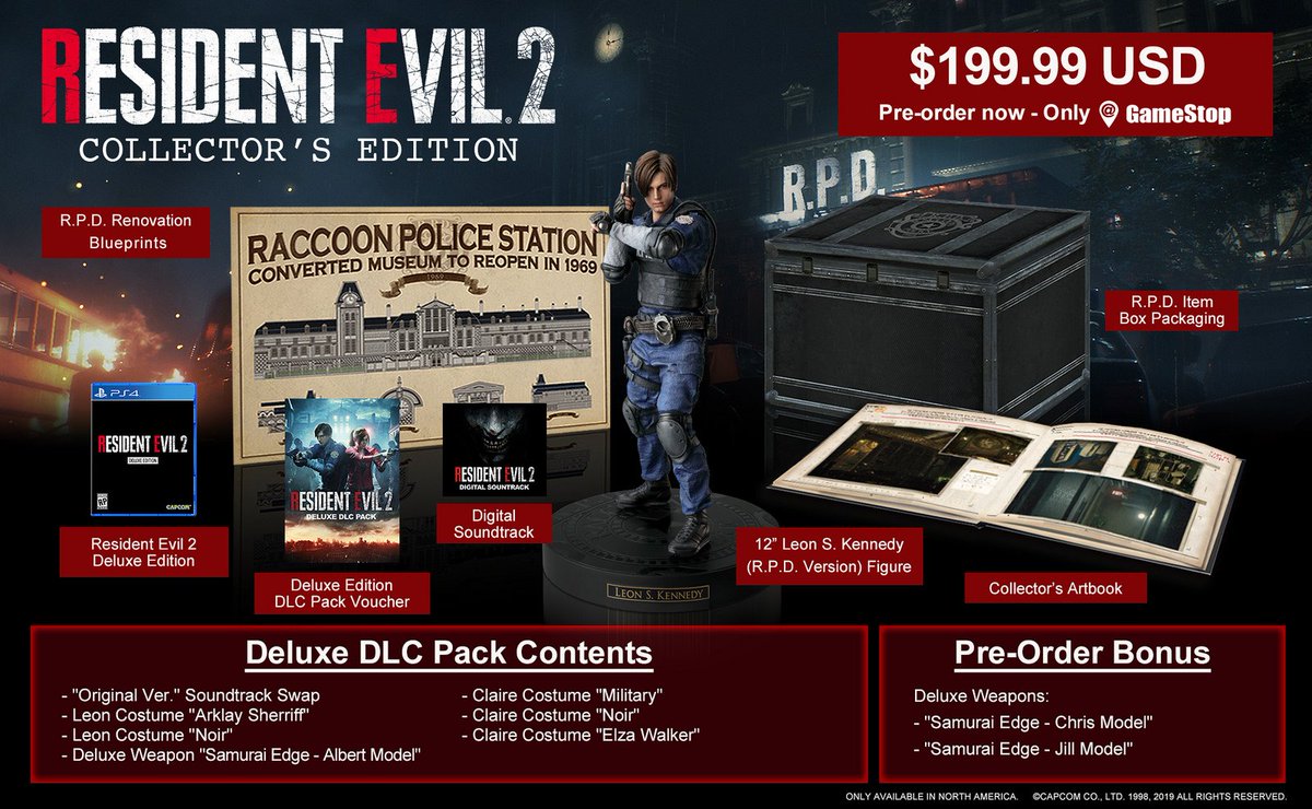 Gamestop Reveals Resident Evil 2 Remake Collector’s Edition