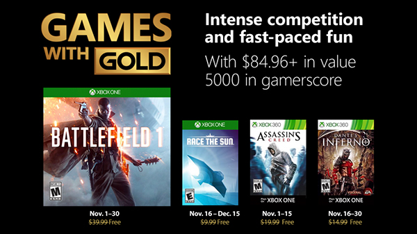 Xbox Live Games with Gold Free Games for November 2018 announced