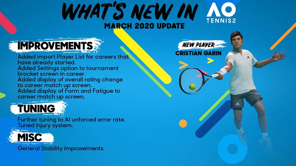 AO Tennis 2 Update Patch 1.05 Arrives