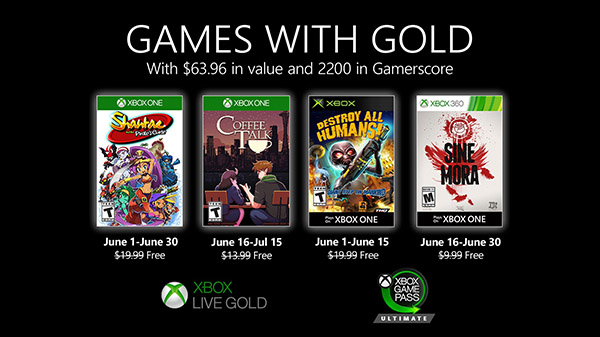 Xbox Live Games with Gold for June 2020 revealed
