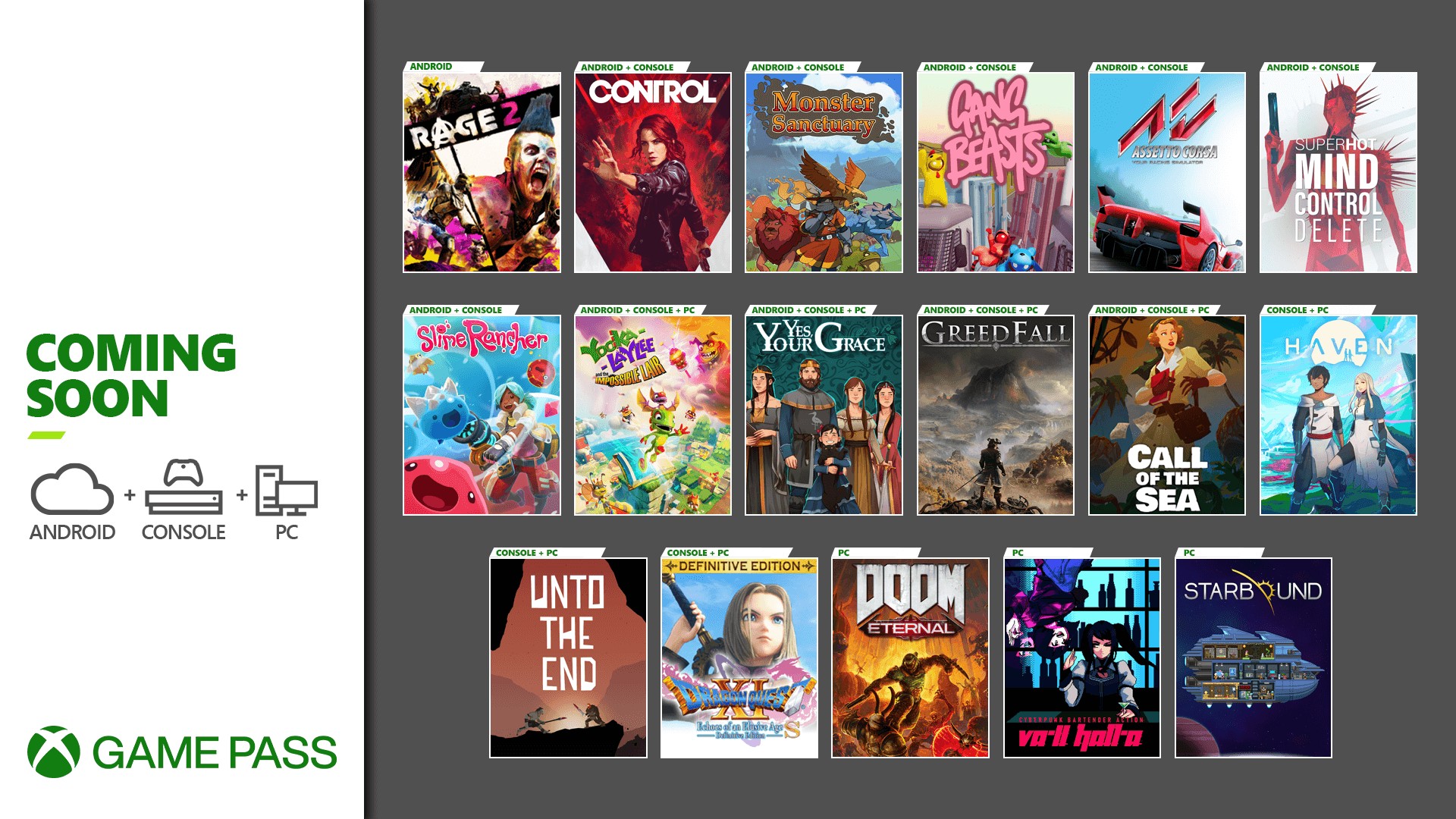 Xbox Game Pass getting Control, Dragon Quest XI S, and more this December