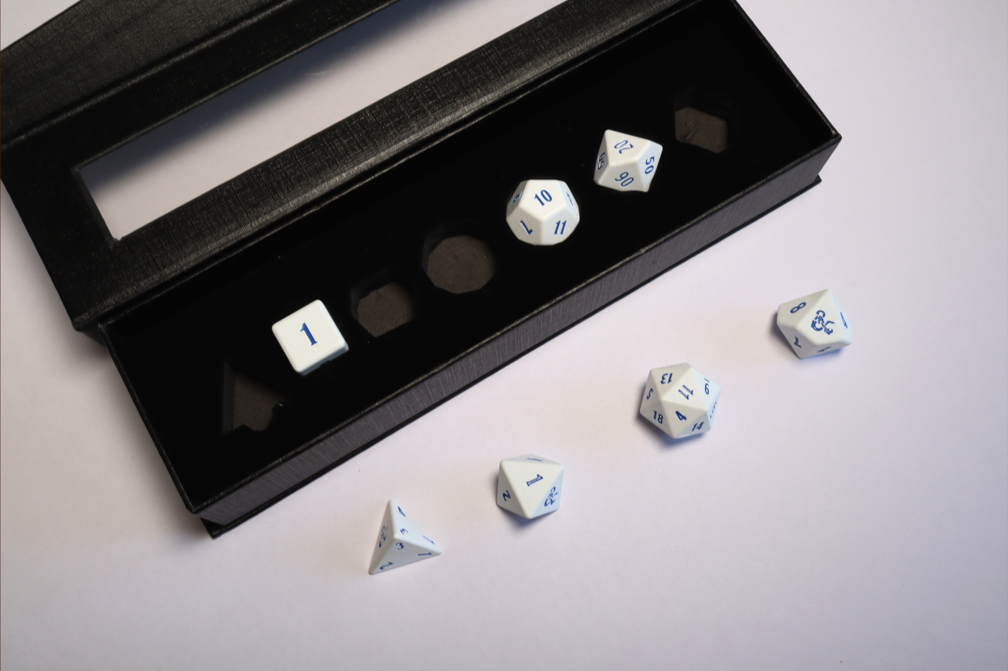 Metal Silver 16mm Polyhedral Dice Set D10% ONLY RPG Tabletop Gaming 7 Die Game